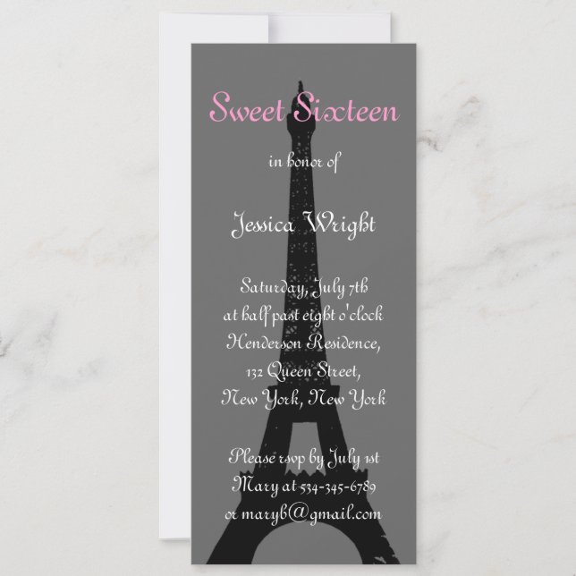 Soirée à Paris Sweet sixteen Invitation (Devant)