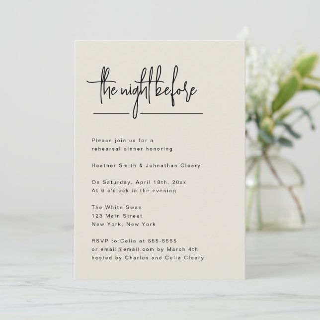 Soirée avant simple répétition dîner Invitation (Debout devant)