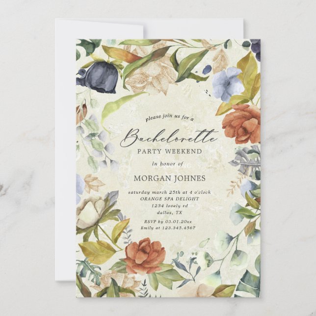 soirée bachelorette tropical floral Invitation (Devant)
