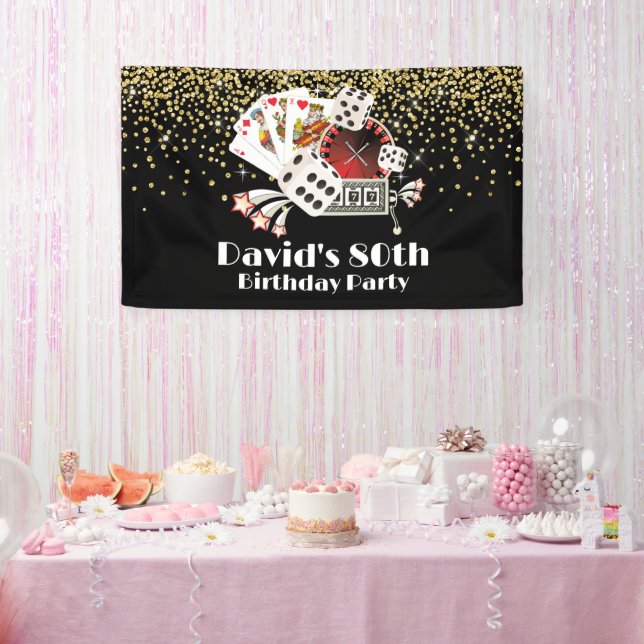 soirée casino, élégante bannière d'anniversaire (Fête)