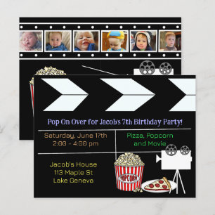Soirée cinéma Anniversaire Fête Invitation