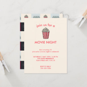 Soirée cinéma Anniversaire Fête Invitation