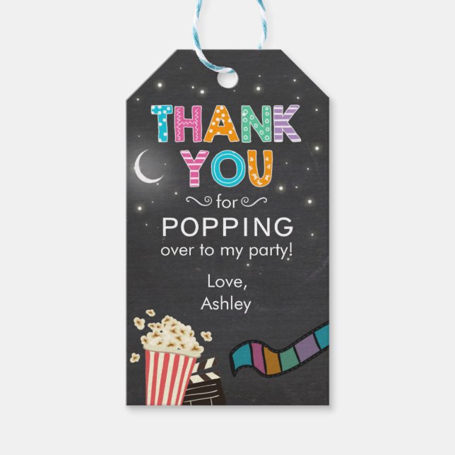 Soirée cinéma merci pour les étiquettes cadeaux (Devant)