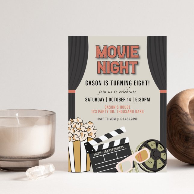 Soirée cinéma, Thème cinéma, invitation soirée cin (Créateur téléchargé)
