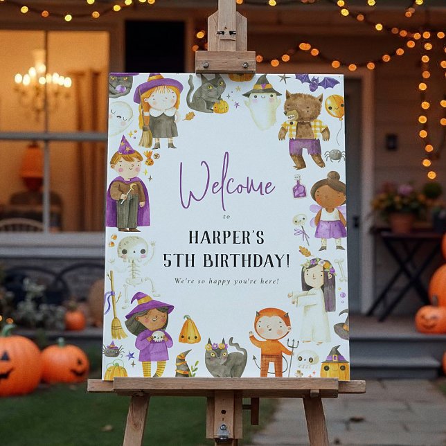 Soirée Costume Cute Halloween Affiche de bienvenue (Créateur téléchargé)
