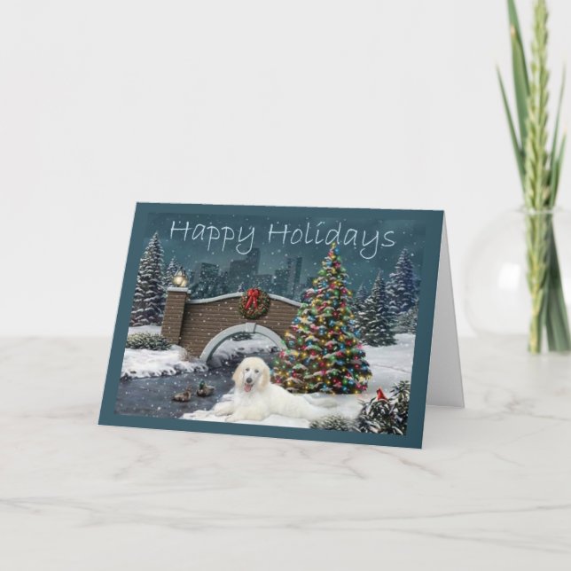 Soirée de carte de Noël de caniche (Devant)