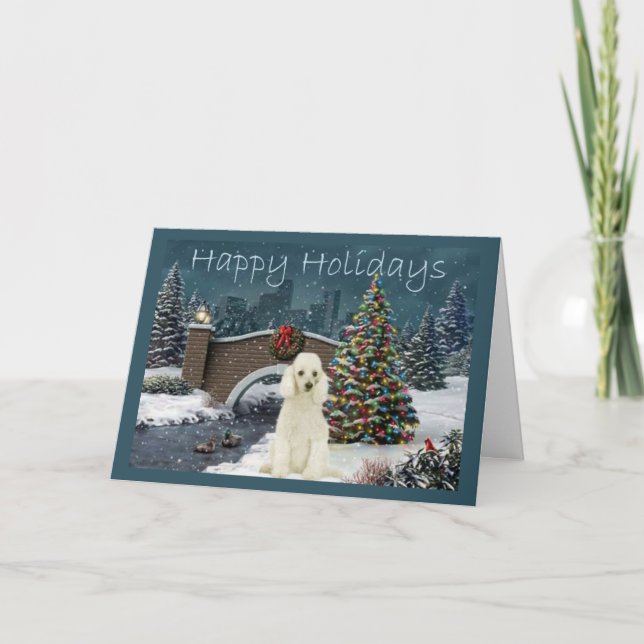 Soirée de la carte de Noël de caniche (Devant)