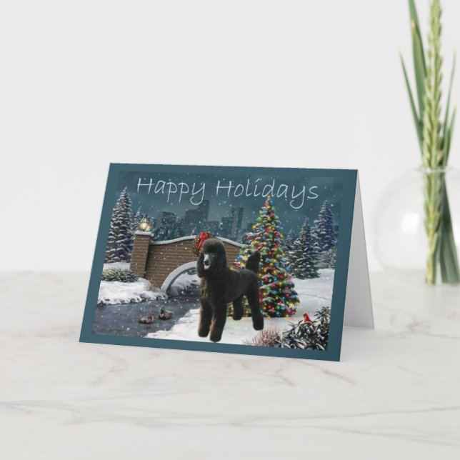 Soirée de la carte de Noël de caniche (Devant)