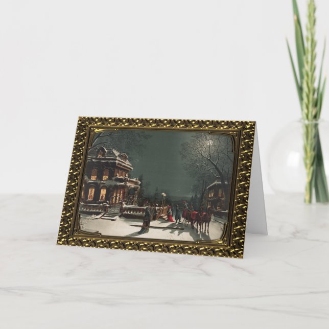 Soirée de Noël encadrée - Carte Vintage (Devant)