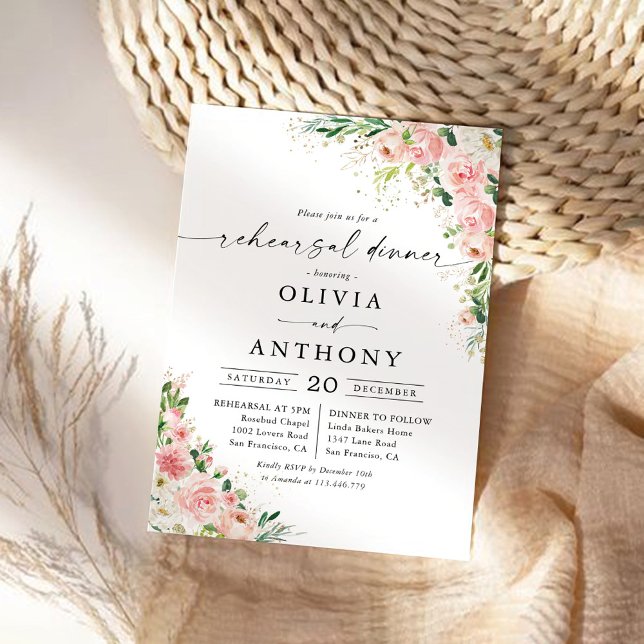 Soirée de répétition d'or rose pâle Invitation (Créateur téléchargé)