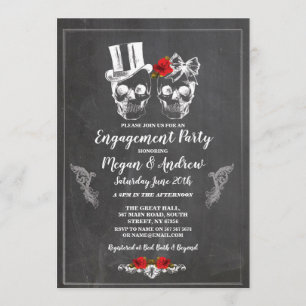 Soirée d'engagement du crâne Halloween Invitation 