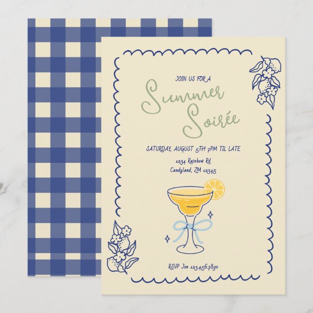 Soirée d'été Cocktail soirée Invitation (Devant / Derrière)