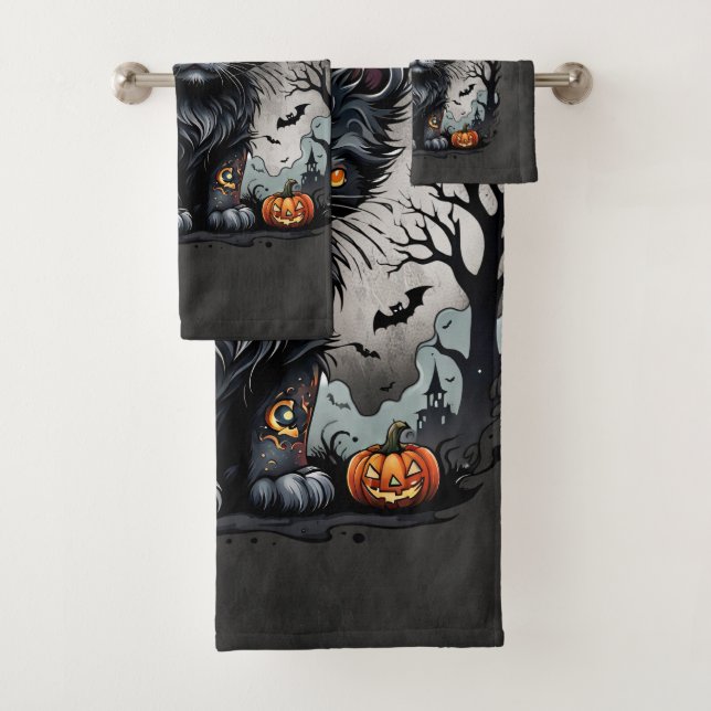 Soirée d'Halloween avec chaton et citrouille. (En situation)