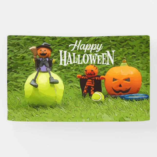 Soirée d'Halloween de Tennis avec bannière citroui (Horizontal)