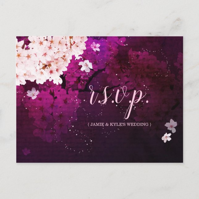 Soirée Fleur de cerise Mariage Menu Choix RSVP (Devant)
