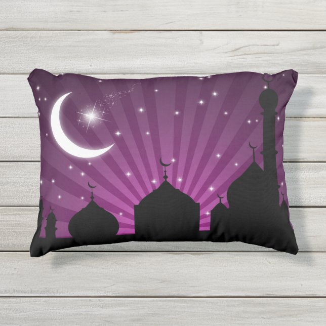 Soirée Mosquée Silhouette violet - Coussin extérie (Devant)