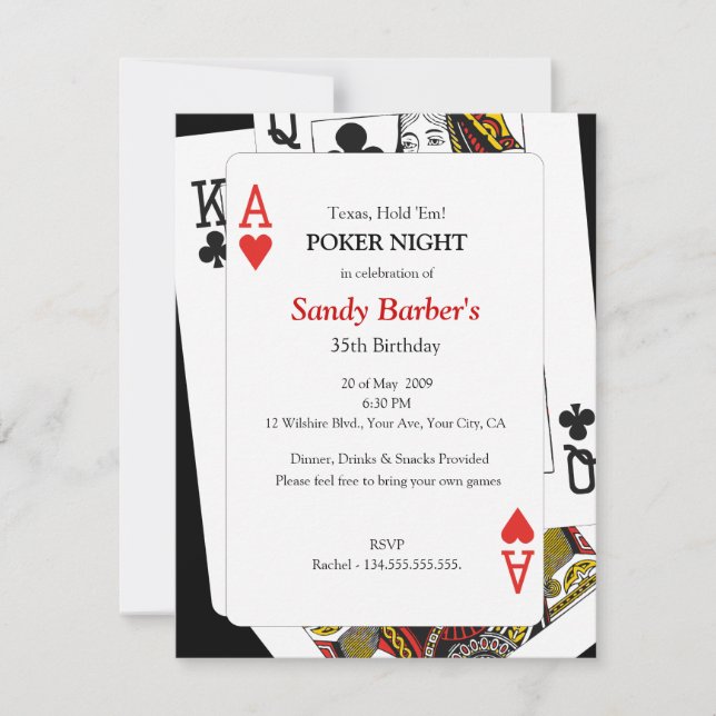 Soirée Poker - Texas Hold'Em Party Invitation (Devant)