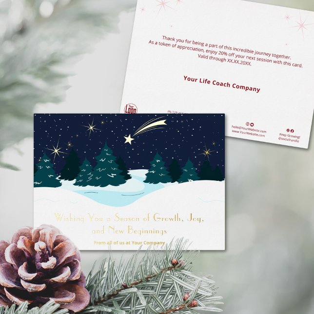 Soirée Sky Foil Accents Carte de vacances de Noël (Evening Sky Foil Accents Christmas Holiday Card, Business Season Greetings, Shooting Star)