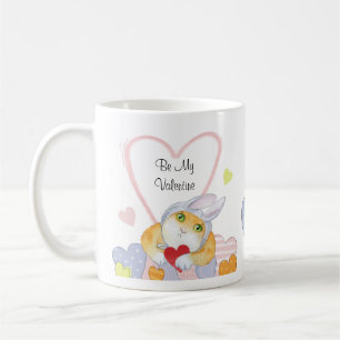 Sois ma Valentine mignonne Aquarelle Cat Café Mug