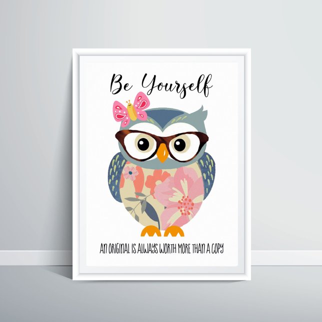 Sois toi-même mignon Chouette Poster Inspirationne (Créateur téléchargé)