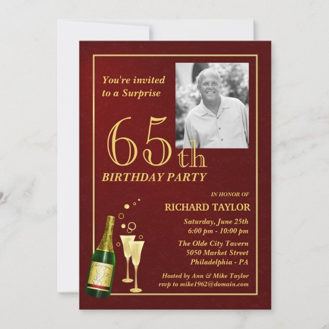 Soixante-cinquième invitations de fête (Devant)