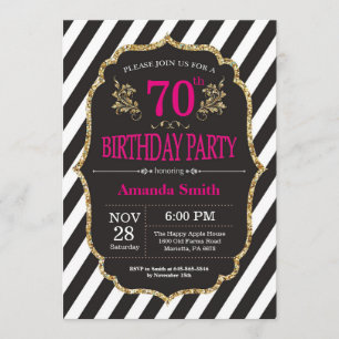 soixante-dixième Invitation d'anniversaire. Noir