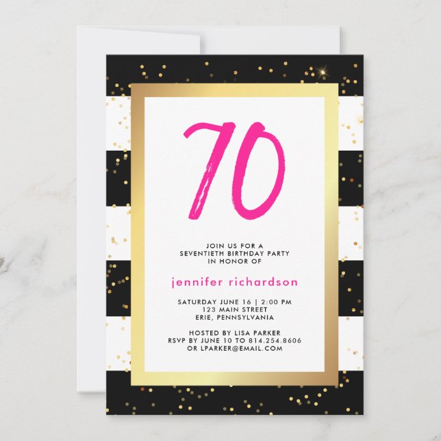 Soixante-dixième invitation moderne de fête (Devant)