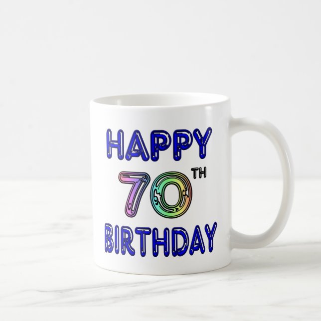 Soixante-dixième tasse heureuse d'anniversaire (Droite)