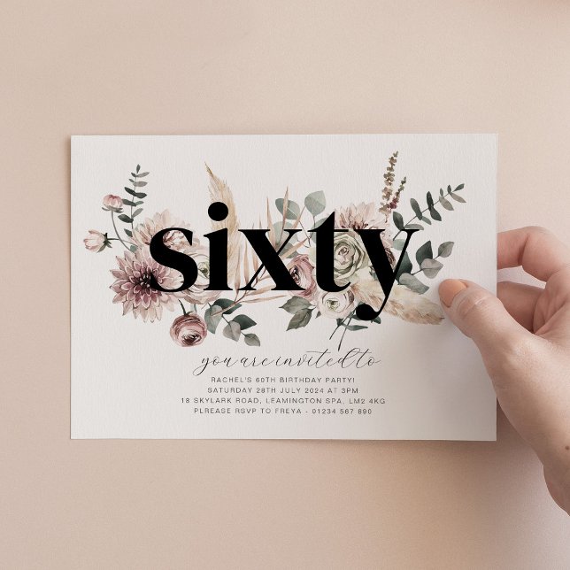 Soixante fleurs - 60e anniversaire Invitation (Créateur téléchargé)