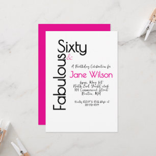 Soixante Invitation Chic Anniversaire Rose Fabuleu