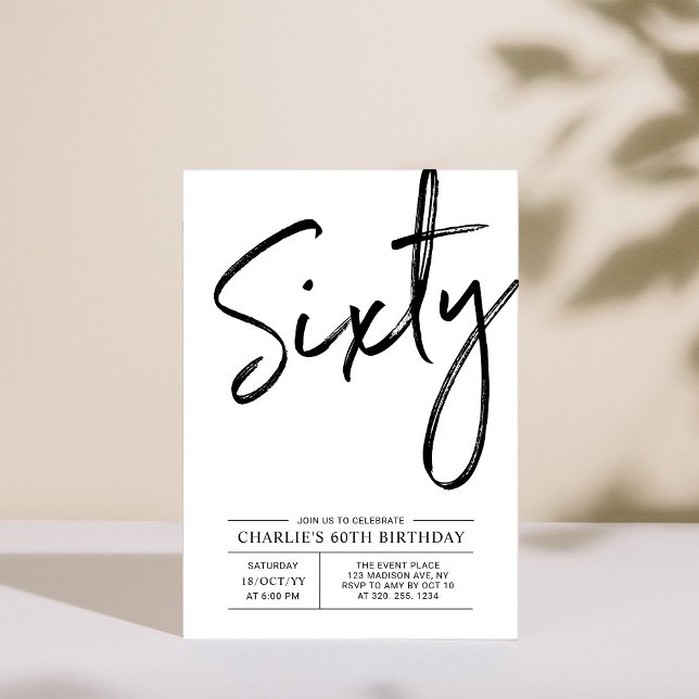Soixante | Invitation Moderne pour 60ème Anniversa (Créateur téléchargé)