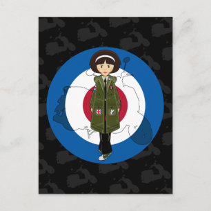 Soixante Mod Girl à Parka avec Scooter carte posta