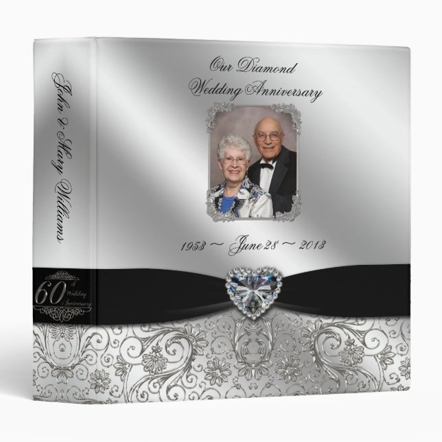 soixantième Anniversaire de mariage 1,5" classeur (Devant/Côté)
