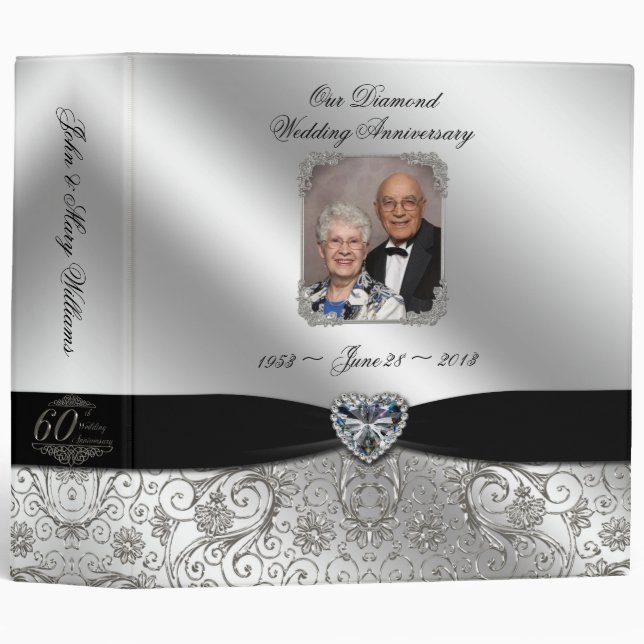 soixantième Anniversaire de mariage 2" classeur de (Devant/Côté)