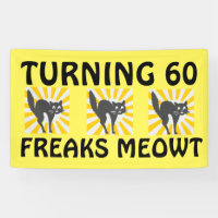 soixantième BANNIÈRE DRÔLE de CAT d'ANNIVERSAIRE