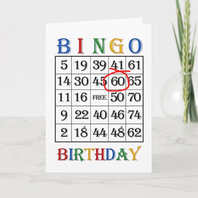soixantième Carte de bingo-test d'anniversaire (Devant)