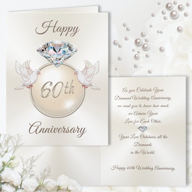Soixantième cartes d'anniversaire de mariage de (Personalised Diamond Wedding Anniversary Cards. Type in, 60th wedding anniversary wishes for Friends)