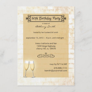 Soixantième invitation de fête d'anniversaire de