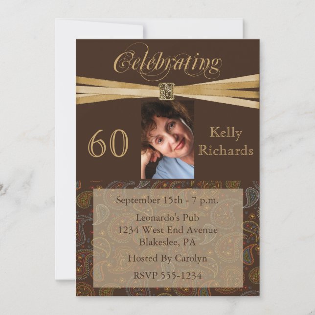 Soixantième invitations élégantes de photo de fête (Devant)
