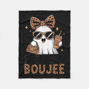 Soky & Boujee Ghost Coquette Leopard Boo Jee H Fleece Blanket