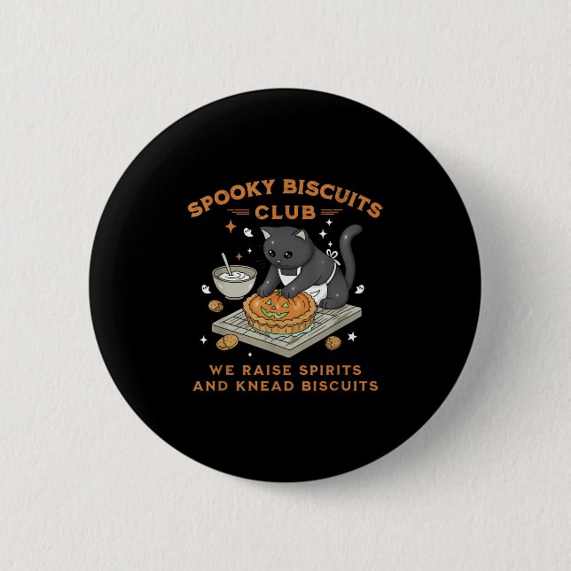 Soky Biscuits Club Black Cat Pumpkin Halloween Bak 2 Inch Round Button (Front)