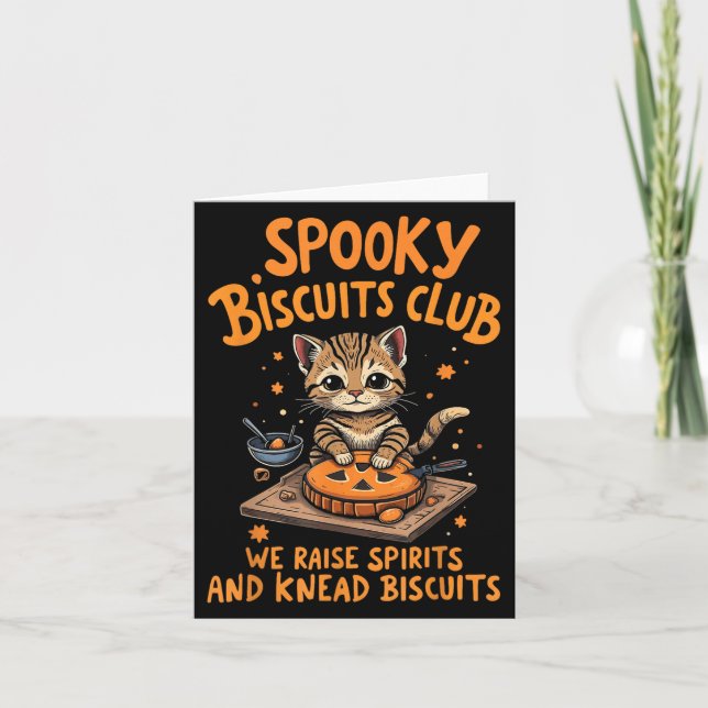 Soky Biscuits Club Cat Funny Halloween Baking  Card (Front)