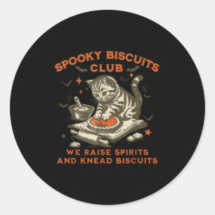 Soky Biscuits Club Cat, Funny Halloween Baking Classic Round Sticker