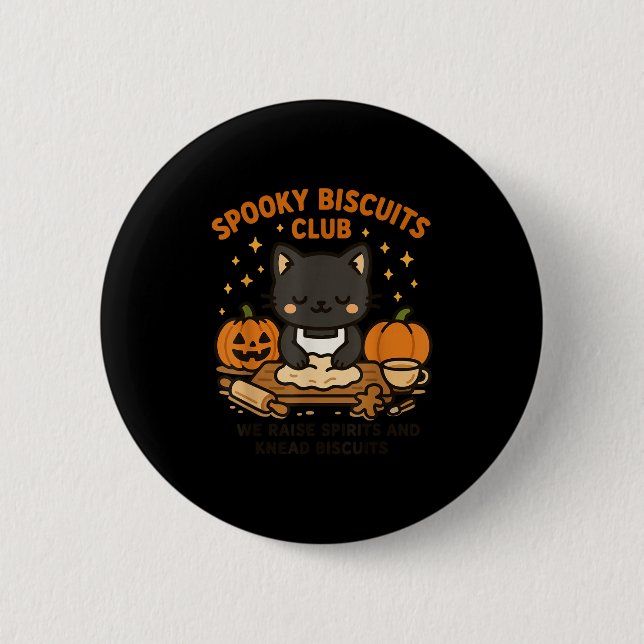 Soky Biscuits Club Cat Funny Halloween Baking Tee  2 Inch Round Button (Front)
