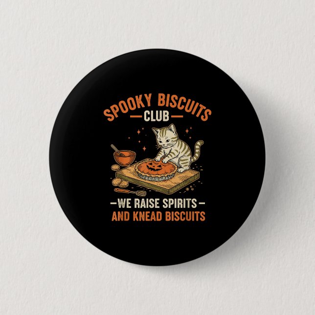 Soky Biscuits Club Funny Halloween Cat Baking  2 Inch Round Button (Front)