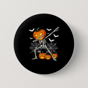 Soky Dabbing Pumpkin Head Skeleton Halloween Skele 2 Inch Round Button
