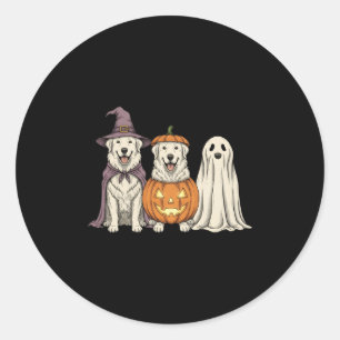 Soky Ghost Great Pyrenees Pumpkin Halloween Dog Lo Classic Round Sticker