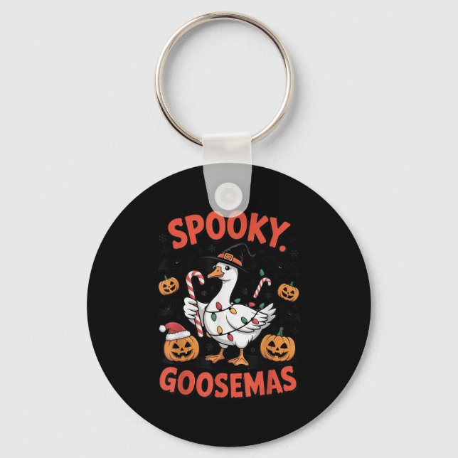 Soky Goosemas Funny Goose Halloween Christmas Cost Keychain (Front)
