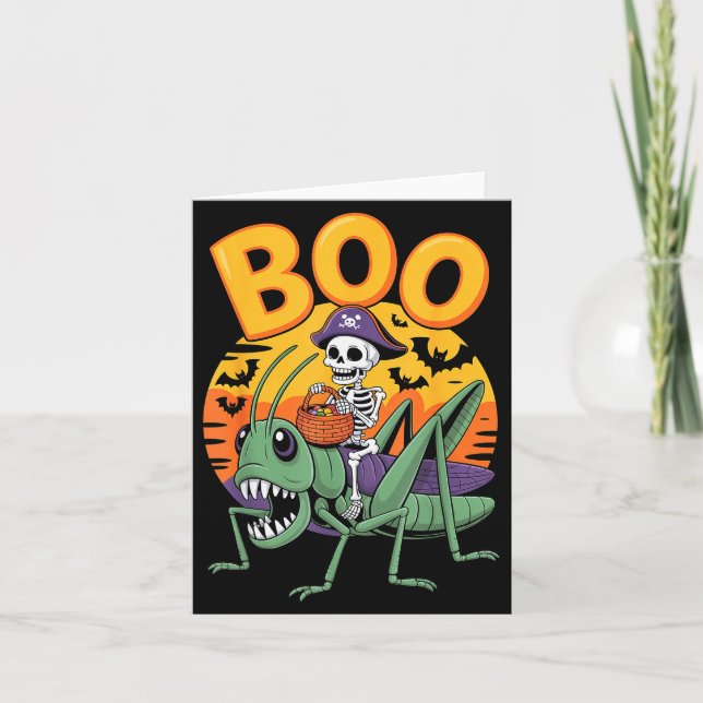 Soky Grhopper Costume On Boo Grhopper Halloween  Card (Front)