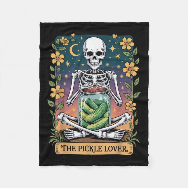 Soky Halloween Skeleton Holding Ckle Lover Tarot C Fleece Blanket (Front)